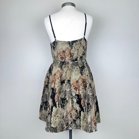 Cider Dress Women L Cat Lover Tapestry Jacquard Jumper Vintage Pinafore - Picture 3 of 15